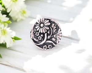 daisy flower silver button for jewelry artists to use in their work